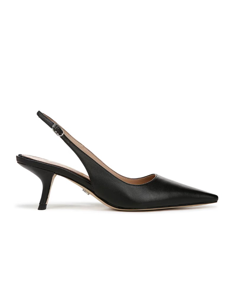 Sam Edelman Bianka Sling In Black Leather Pointed Toe Pumps Slingback Heels 9